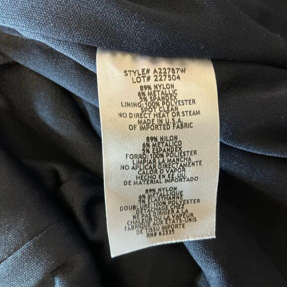 Betsy & Adam Metallic Long Sleeve Sheath Cocktail Dress Size 18W Blue V-Neck - Picture 11 of 14